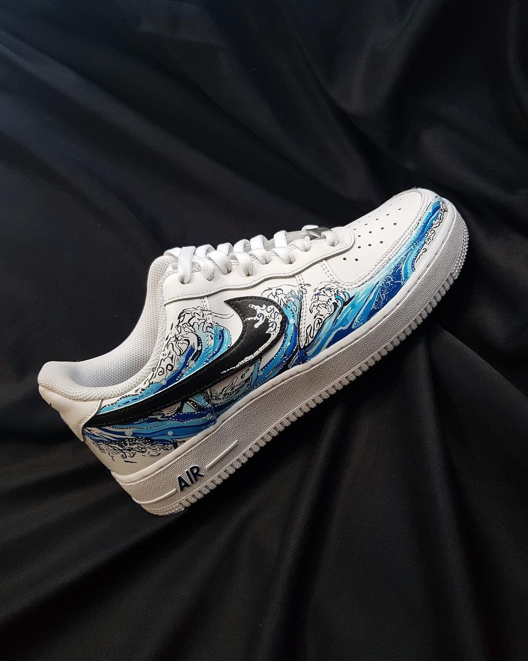 Sea Wave Blue Black Custom Air Force 1