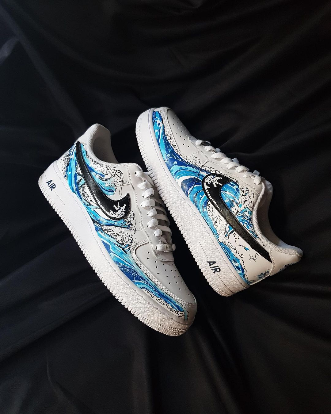 Sea Wave Blue Black Custom Air Force 1