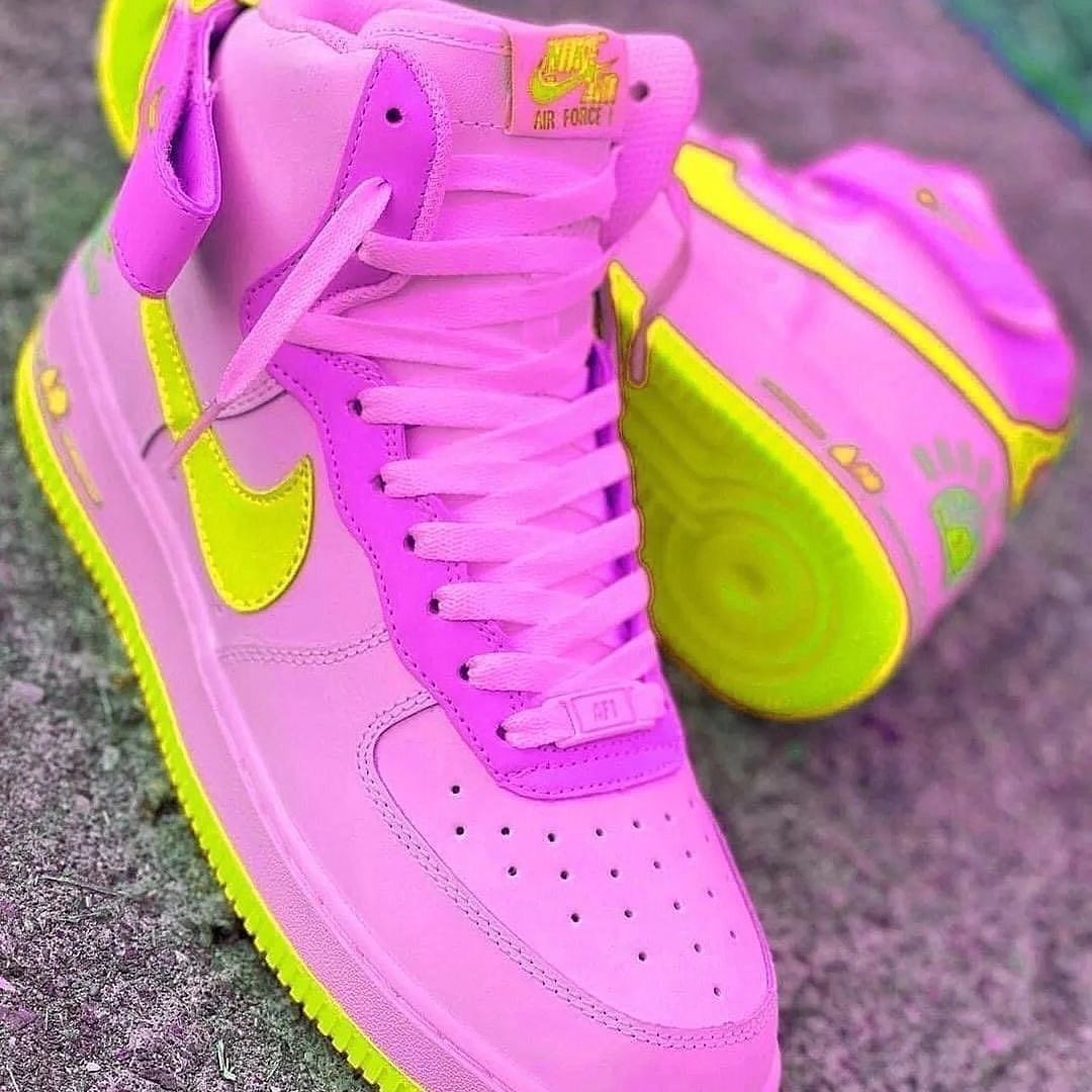 Pink Yellow Custom Nike Air Force 1