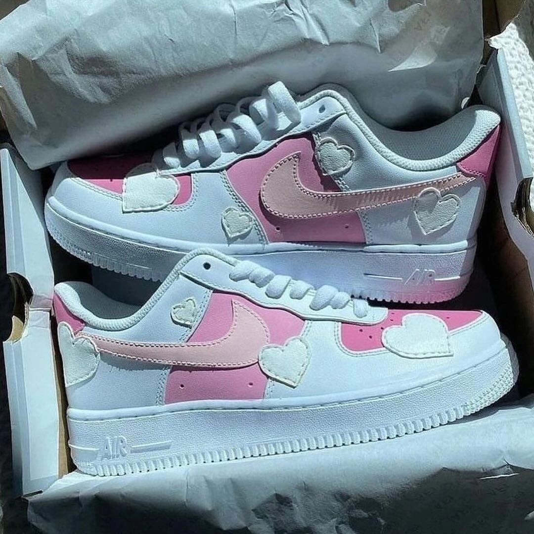 Pink White  Heart-shaped Sticker Custom Air Force 1