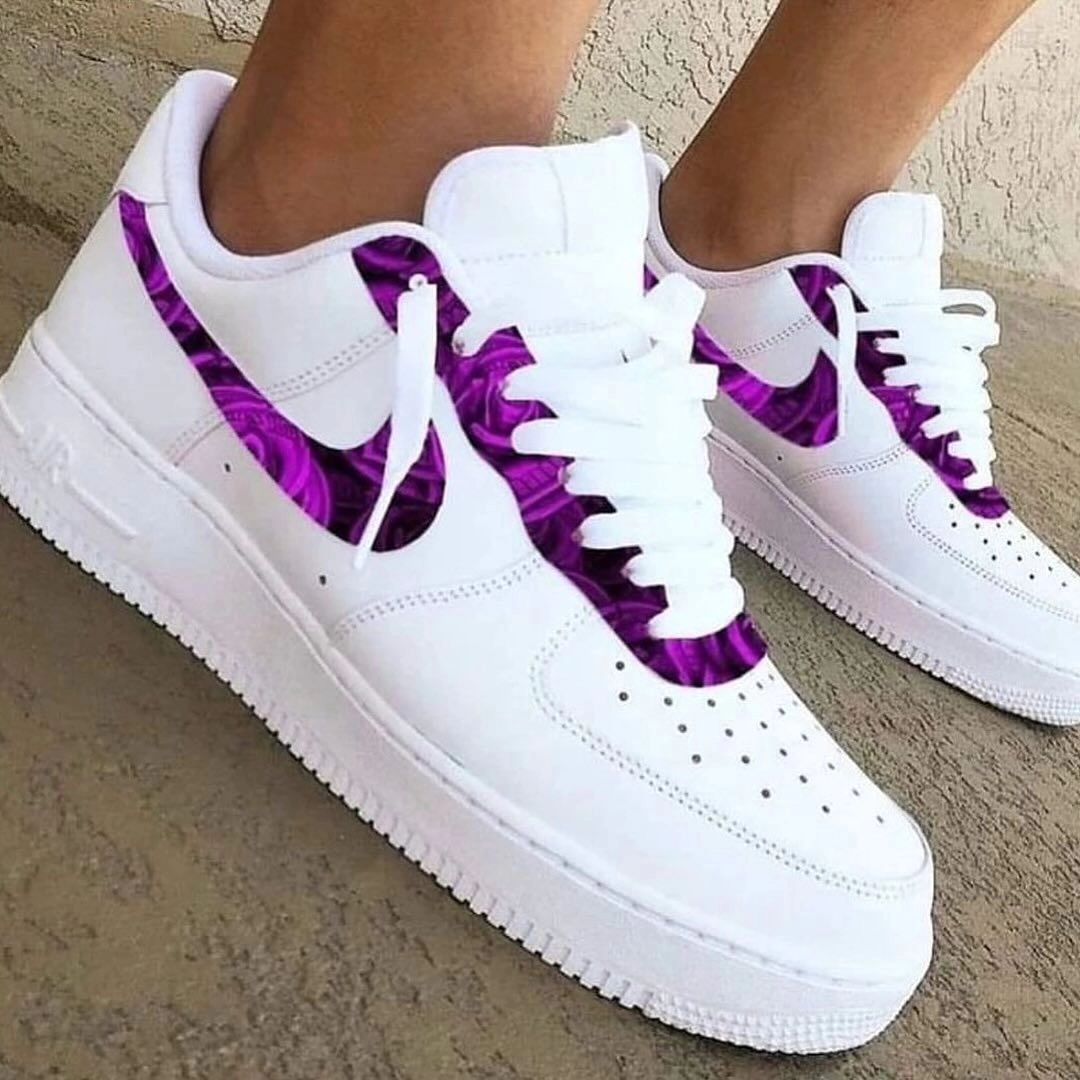 Purple Rose Swoosh Custom Nike Air Force 1