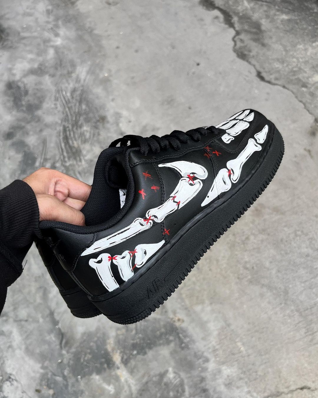 Skeleton Black White Red Custom Air Force 1