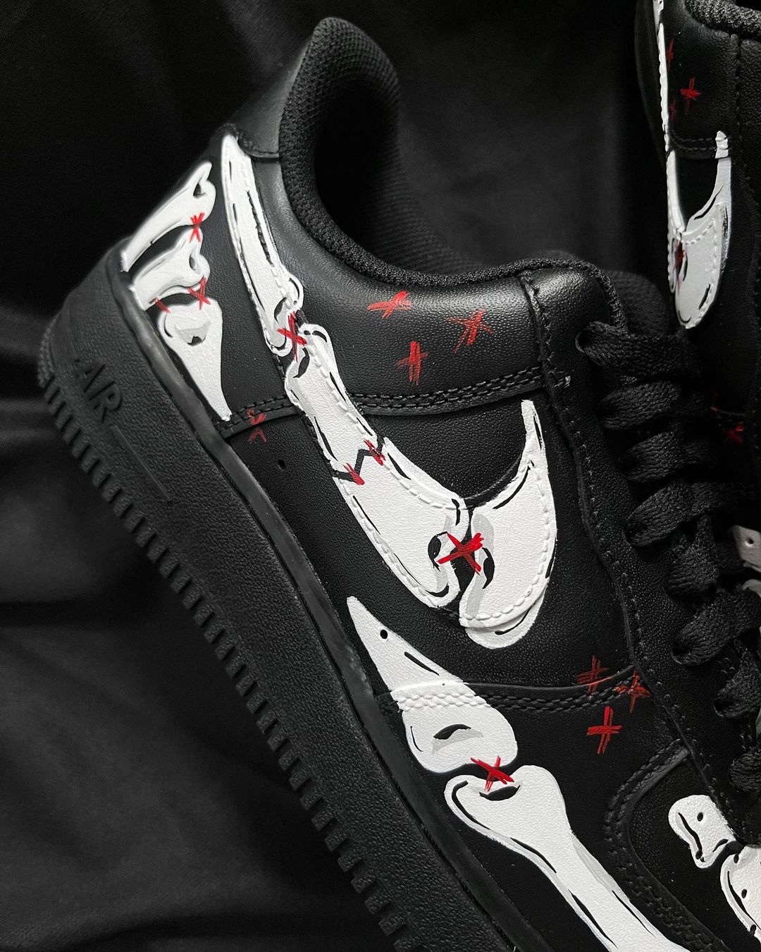 Skeleton Black White Red Custom Air Force 1