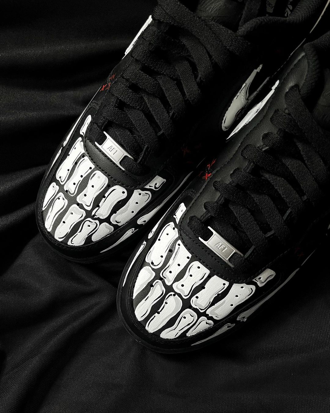 Skeleton Black White Red Custom Air Force 1