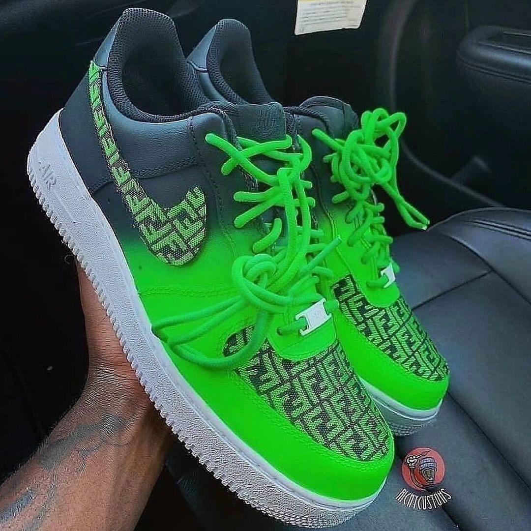 Grenn Gray Gradient FF Font Custom Air Force 1
