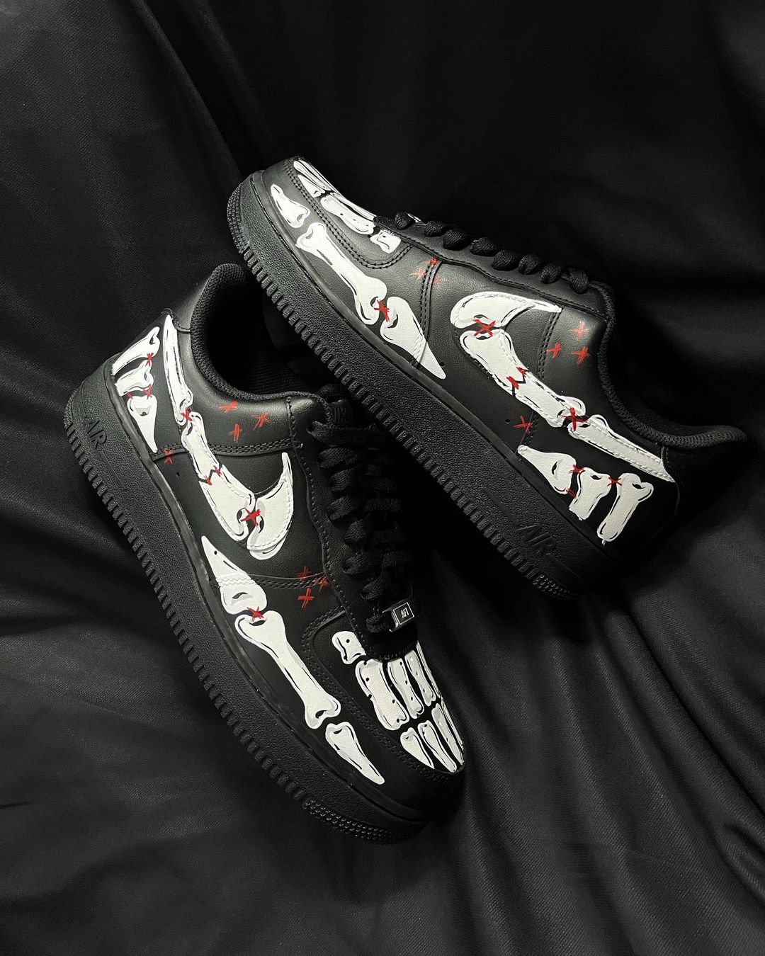 Skeleton Black White Red Custom Air Force 1