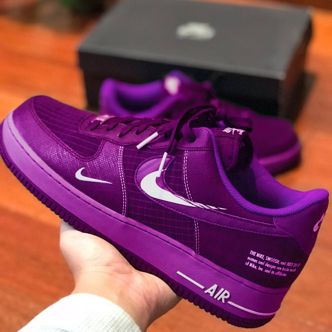 Custom Air Force 1 Purple-red White Fonts Grid