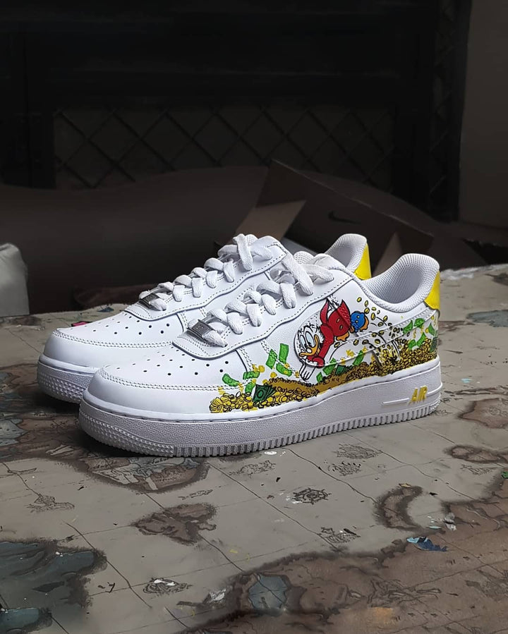 Cartoon Duck Gold Coin Red Green Custom Air Force 1