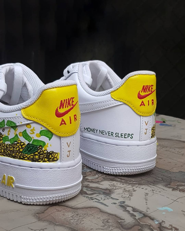 Cartoon Duck Gold Coin Red Green Custom Air Force 1