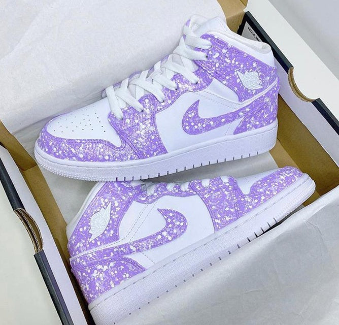 Custom Air Jordan 1 Purple White Ink Splash