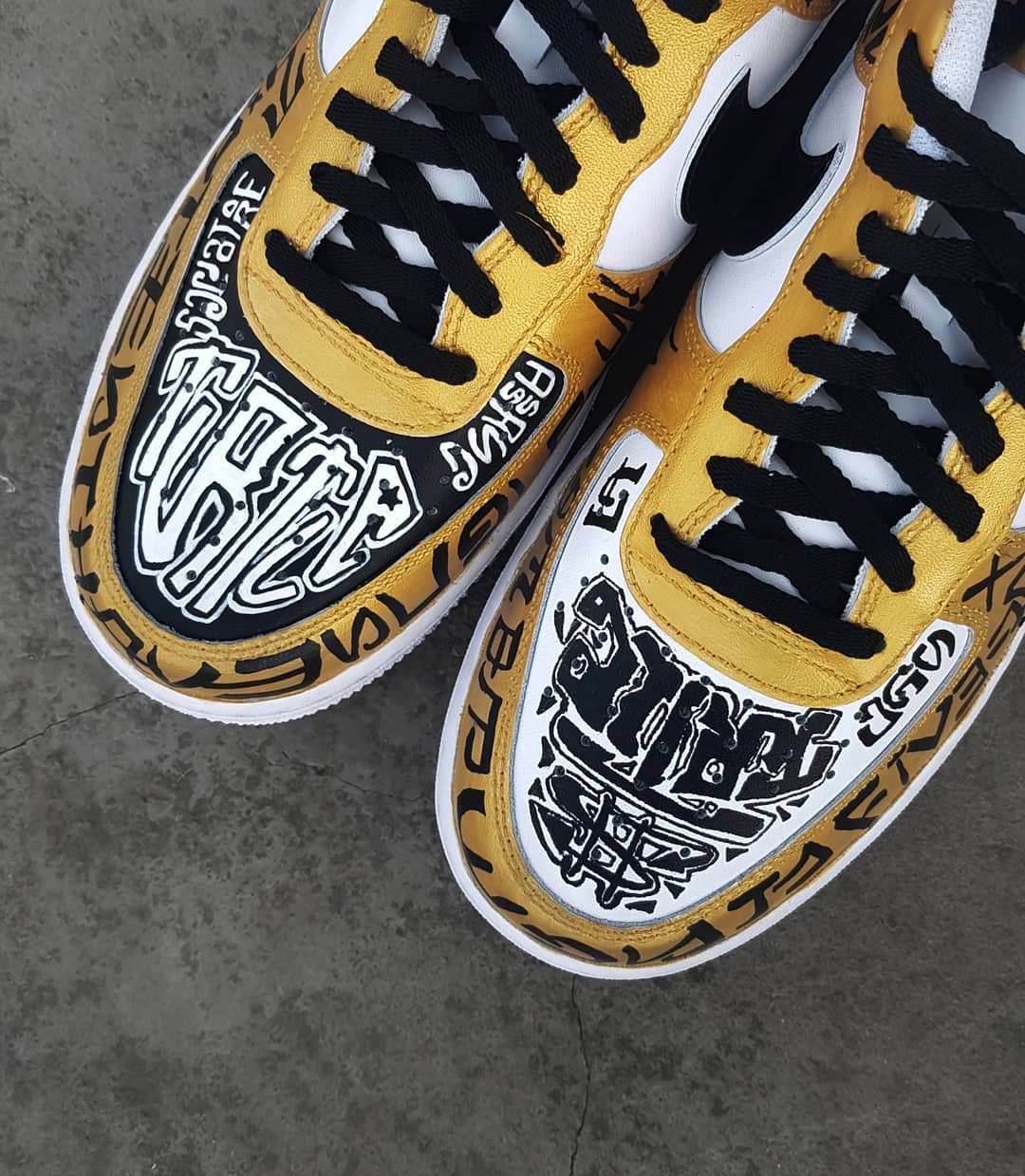 Gothic Black Yellow Font Custom Air Force 1