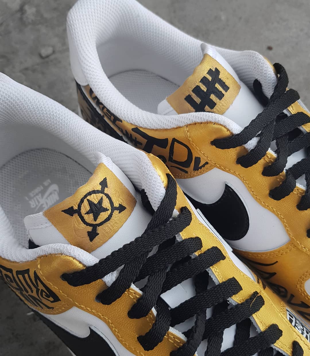 Gothic Black Yellow Font Custom Air Force 1