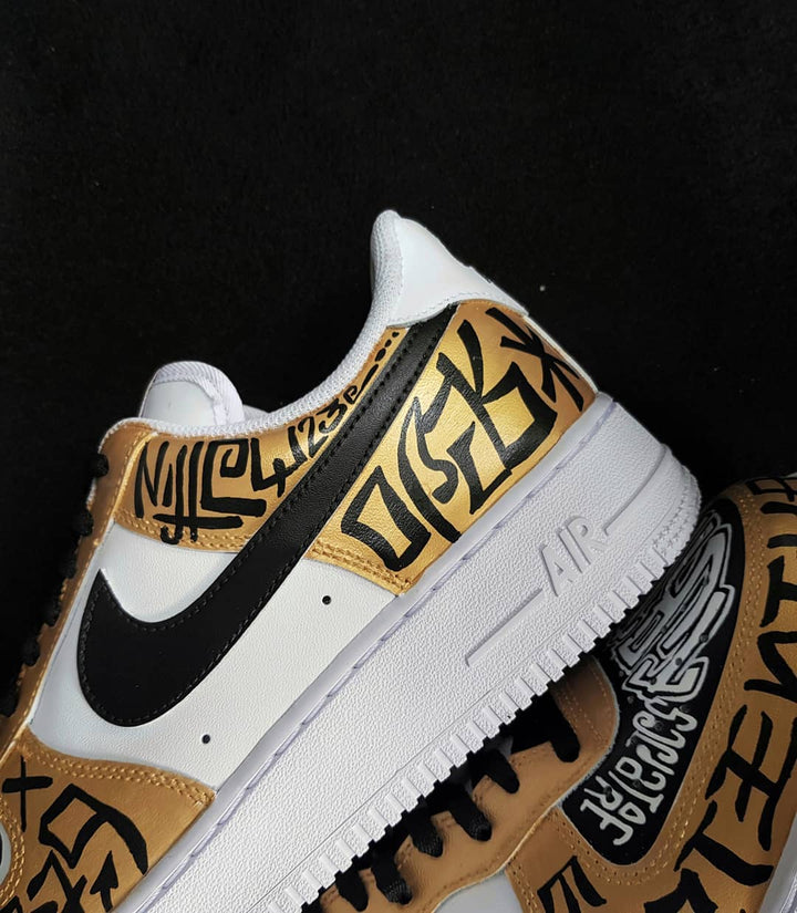 Gothic Black Yellow Font Custom Air Force 1