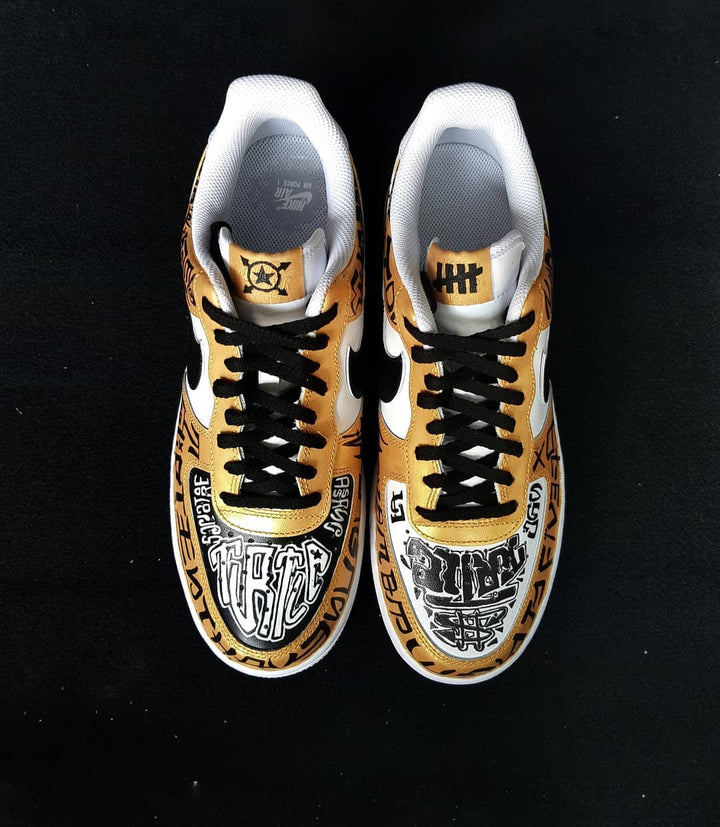 Gothic Black Yellow Font Custom Air Force 1