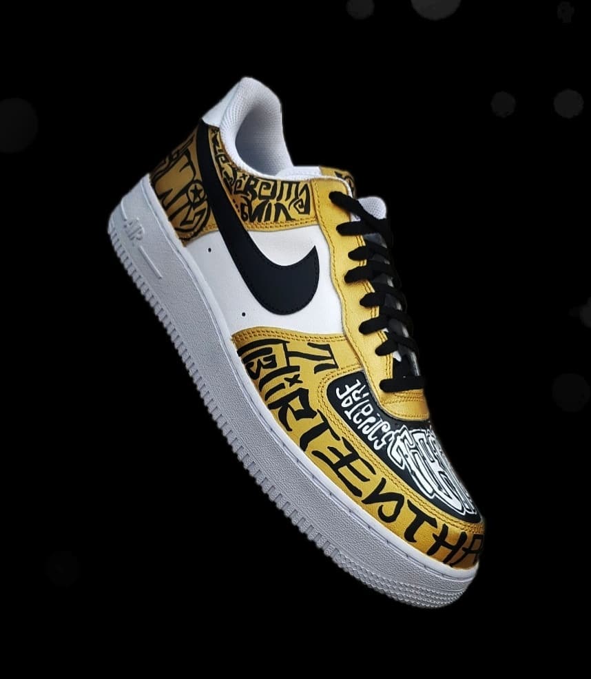 Gothic Black Yellow Font Custom Air Force 1