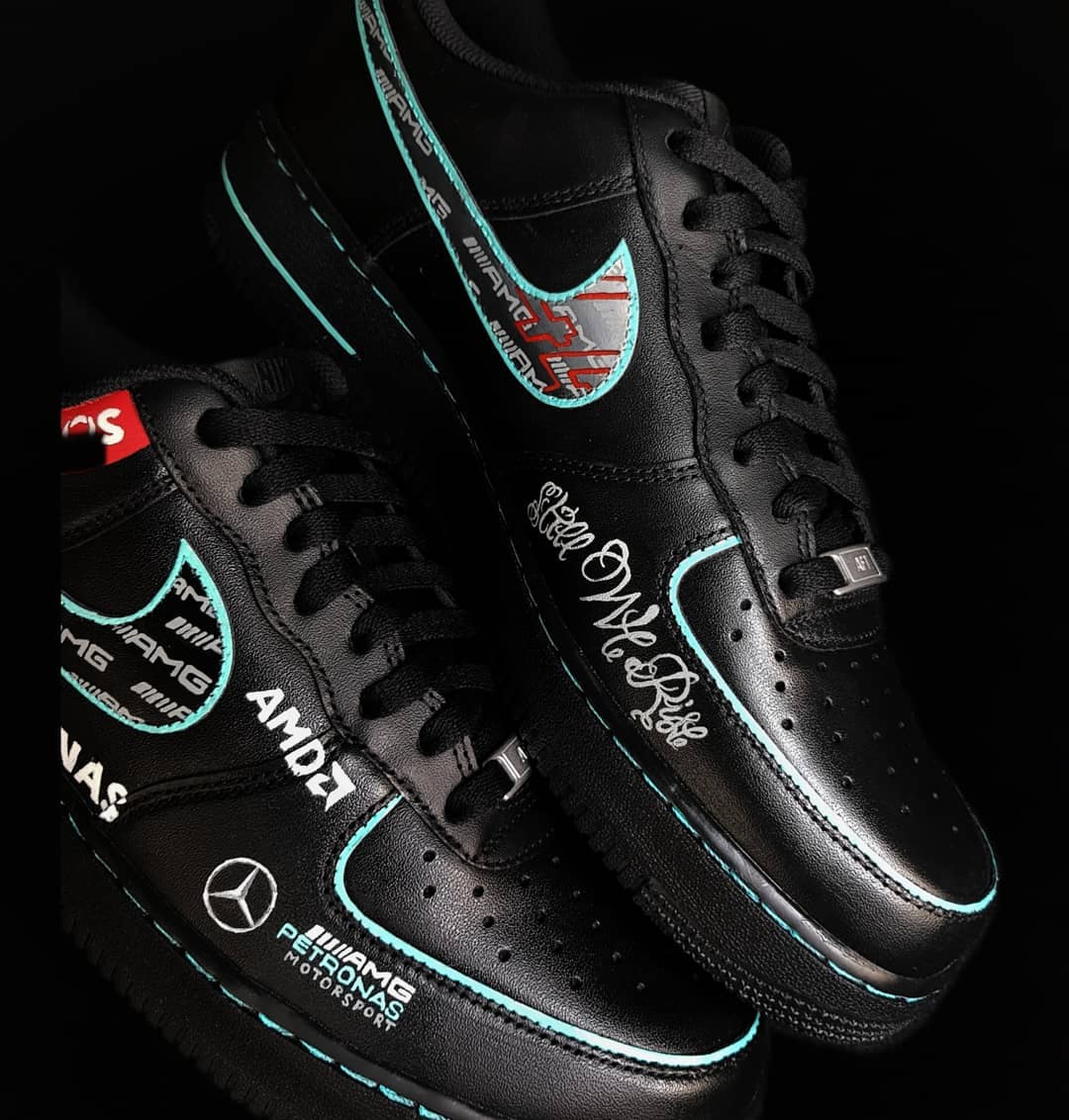Black White Font Custom Air Force 1
