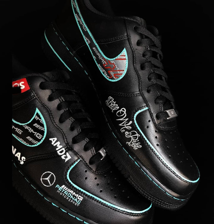 Black White Font Custom Air Force 1