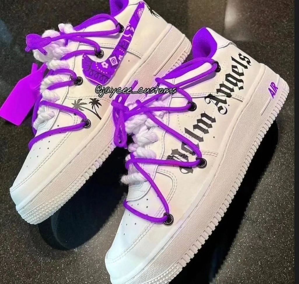 Extra Lace Purple Gothic Font Custom Air Force 1