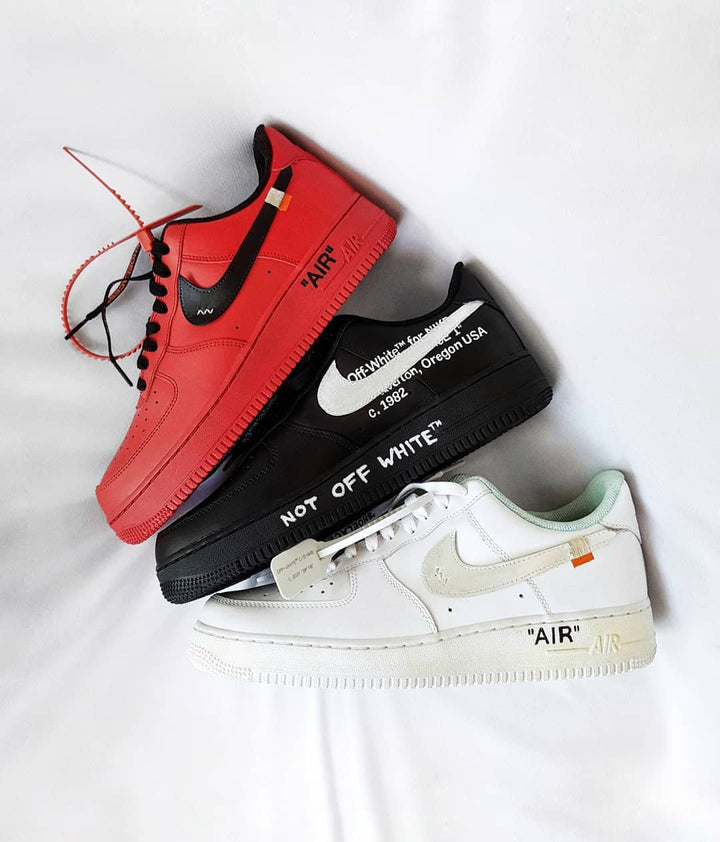 All Black Red White Font Custom Air Force 1