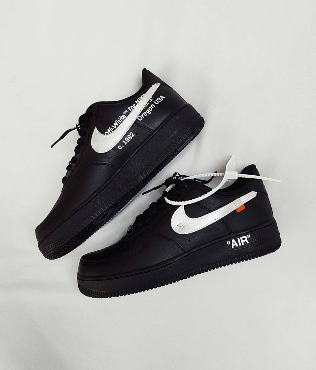 All Black Red White Font Custom Air Force 1