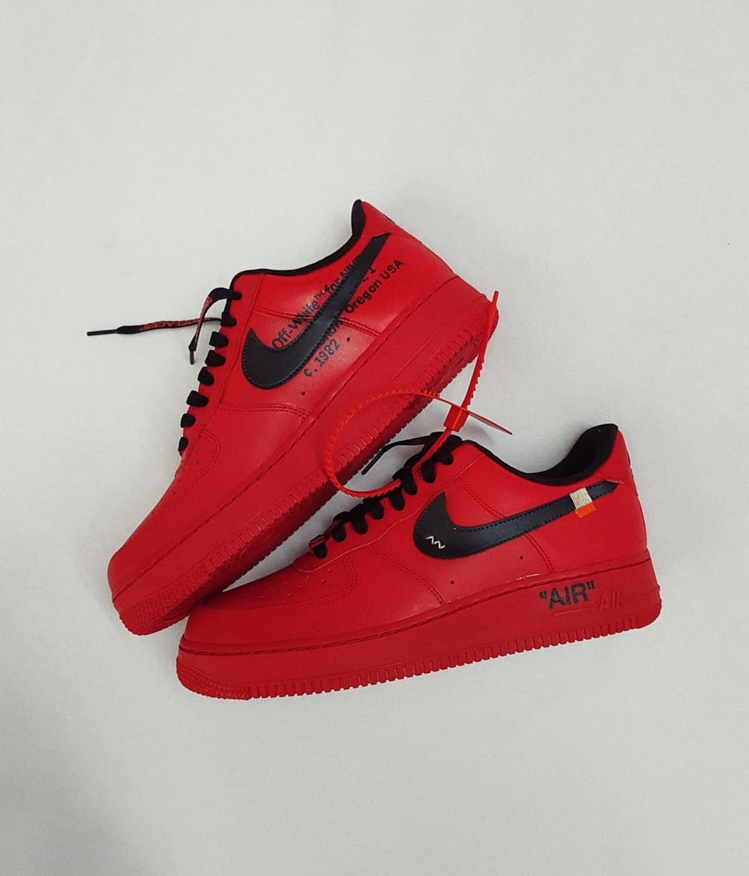 All Black Red White Font Custom Air Force 1