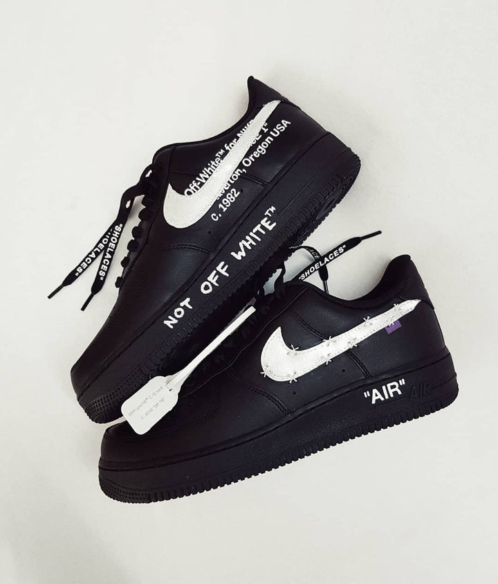 All Black Red White Font Custom Air Force 1