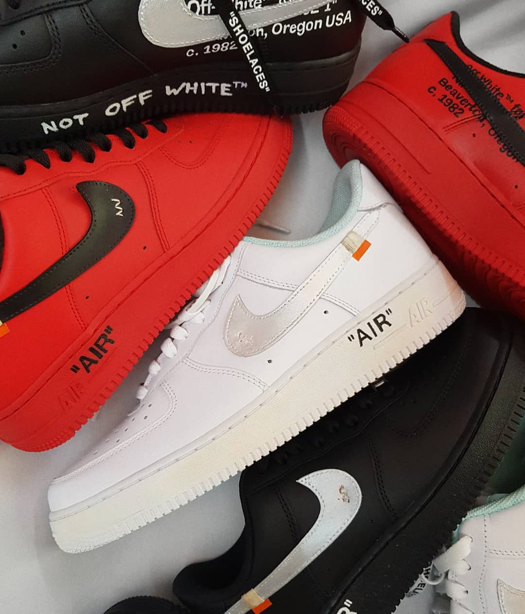 All Black Red White Font Custom Air Force 1