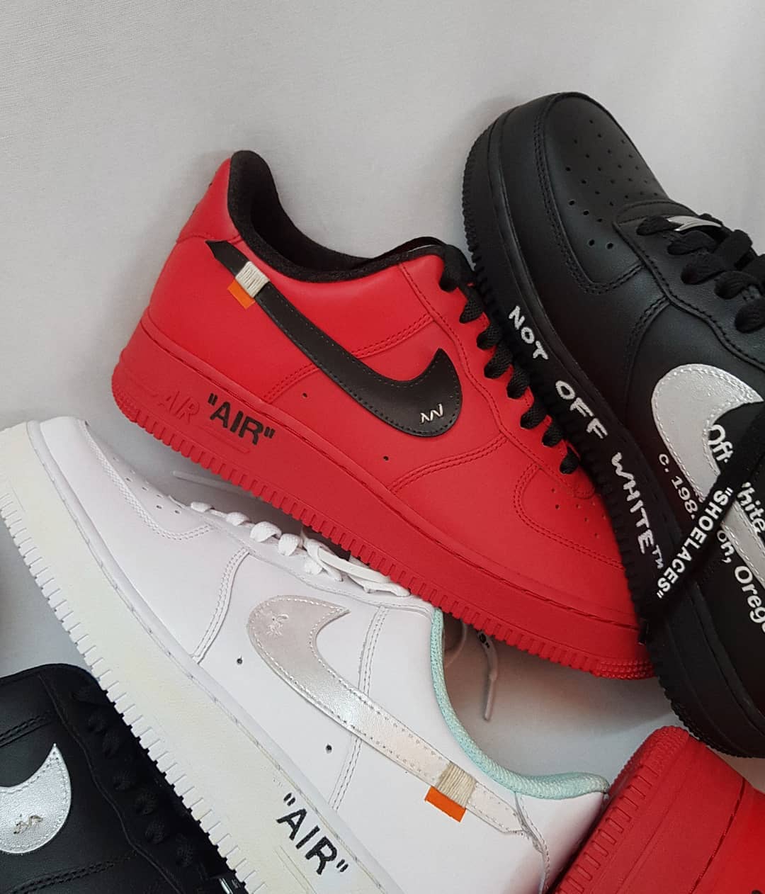 All Black Red White Font Custom Air Force 1