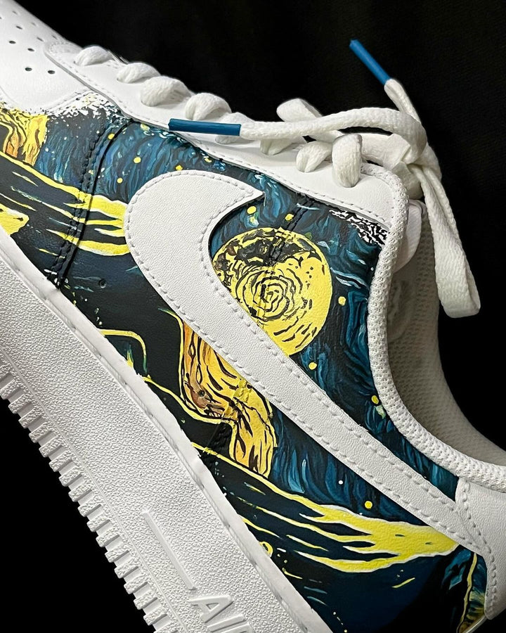 Waves Snow-capped Mountain Blue Yellow Black Custom Air Force 1