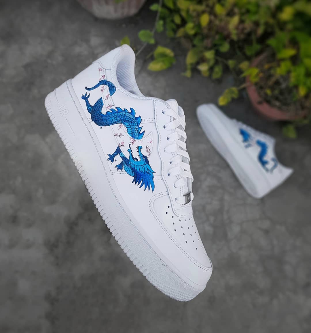 Plum Blossom Dragon Pink Blue Custom Air Force 1