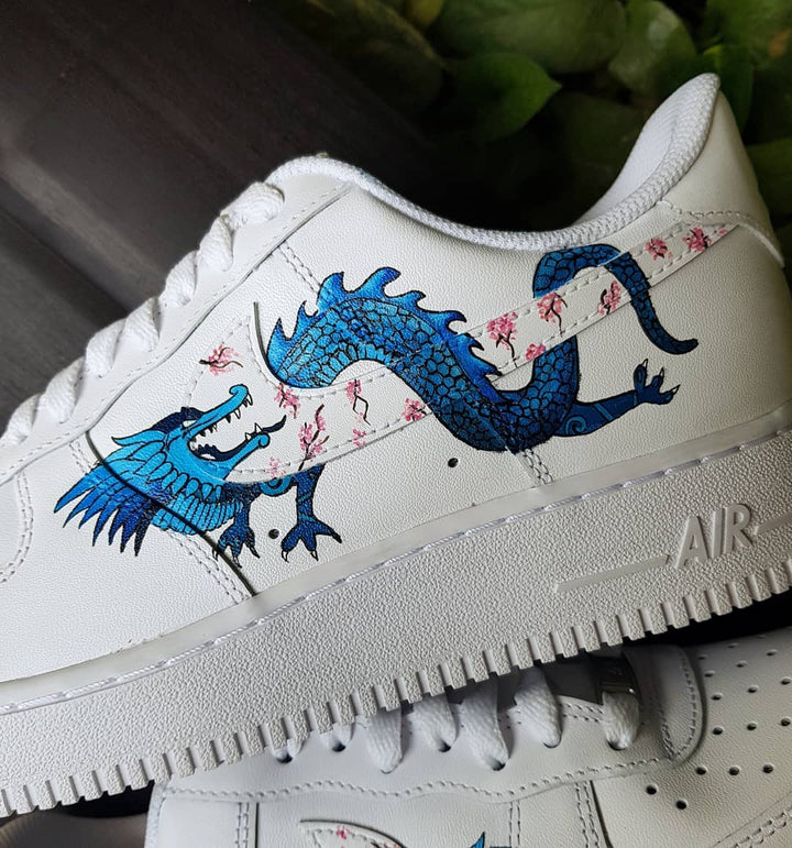 Plum Blossom Dragon Pink Blue Custom Air Force 1