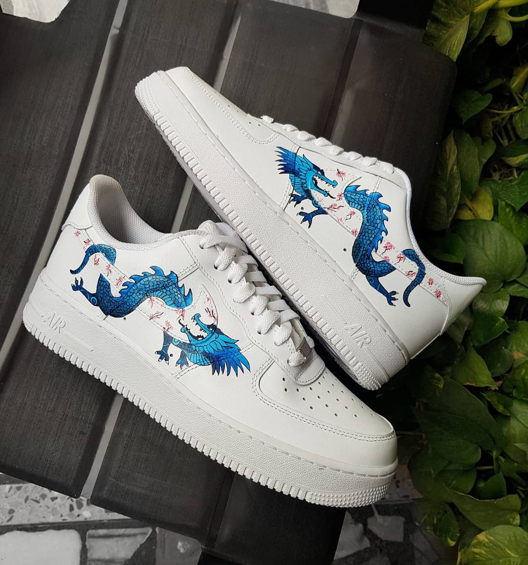 Plum Blossom Dragon Pink Blue Custom Air Force 1