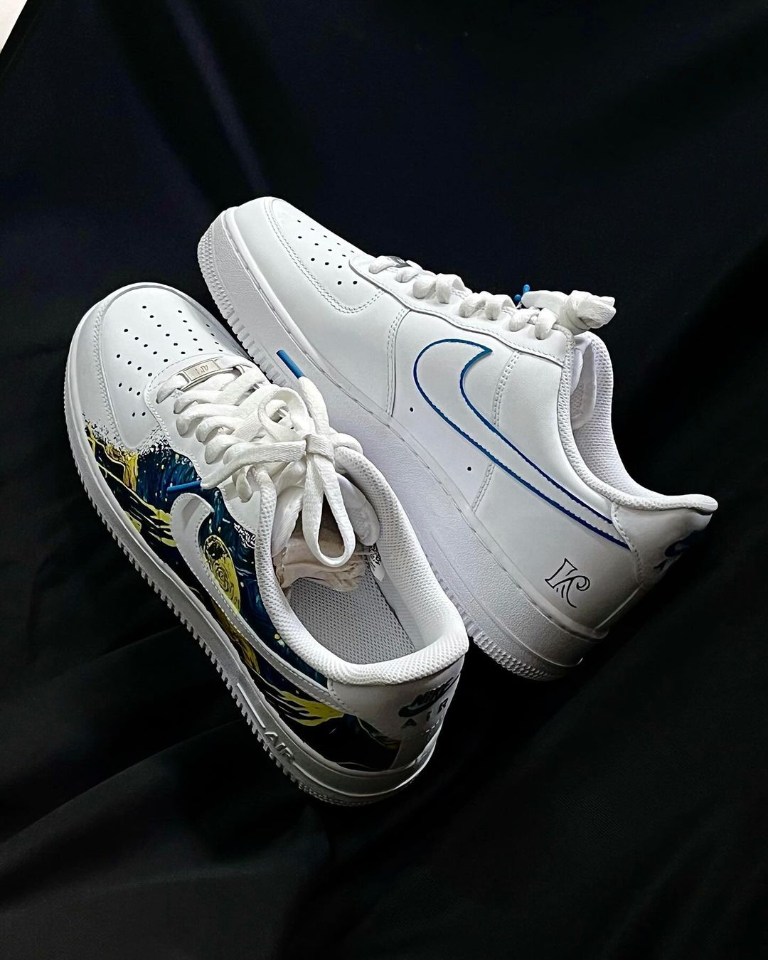 Waves Snow-capped Mountain Blue Yellow Black Custom Air Force 1