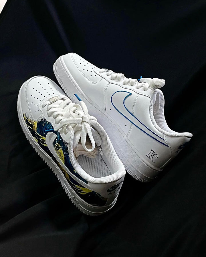 Waves Snow-capped Mountain Blue Yellow Black Custom Air Force 1