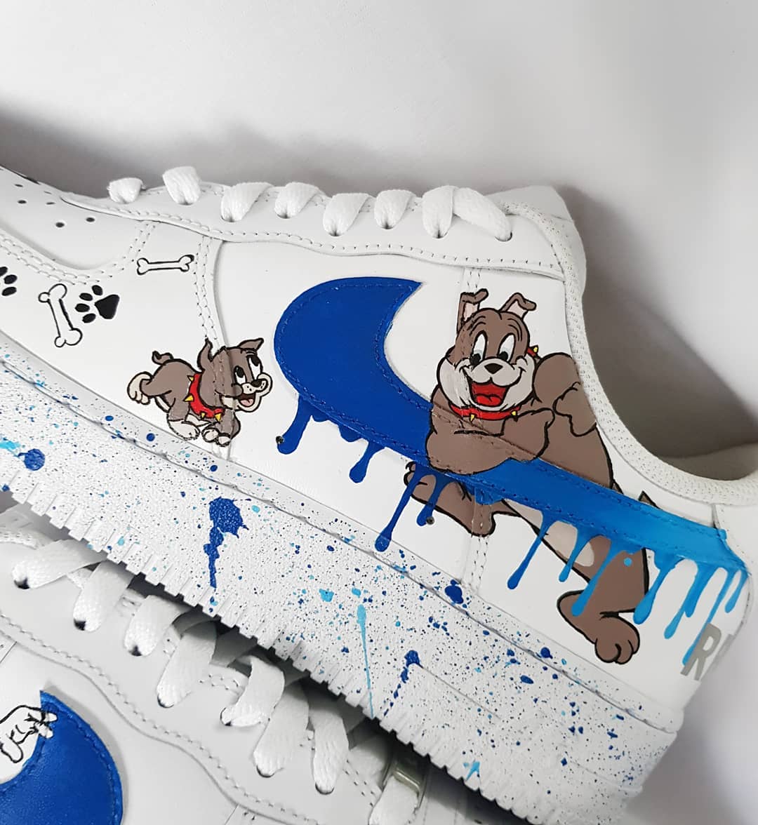 Cartoon Mouse Cat Dog Blue White Custom Air Force 1