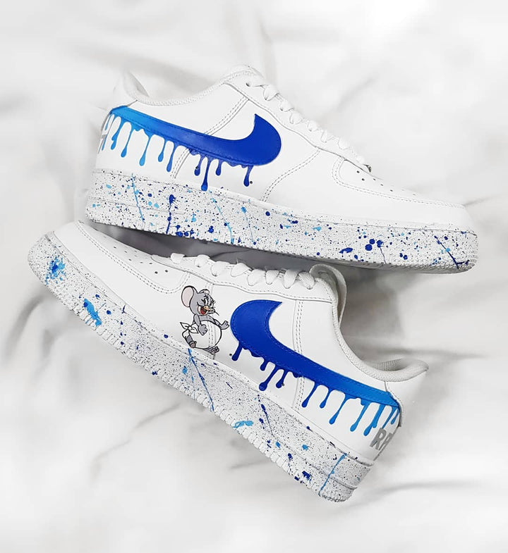 Cartoon Mouse Cat Dog Blue White Custom Air Force 1