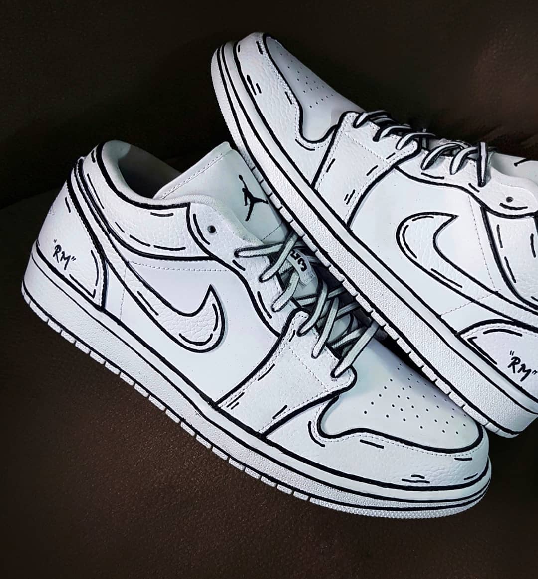 White Black Line Custom Air Jordan 1