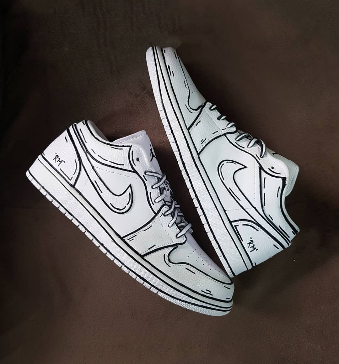 White Black Line Custom Air Jordan 1