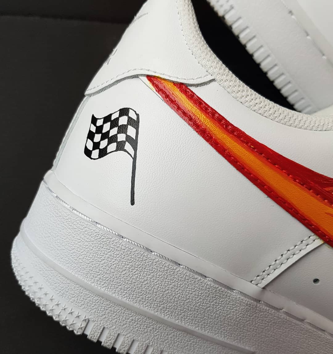 Car Fire Swoosh Orange White  Custom Air Force 1