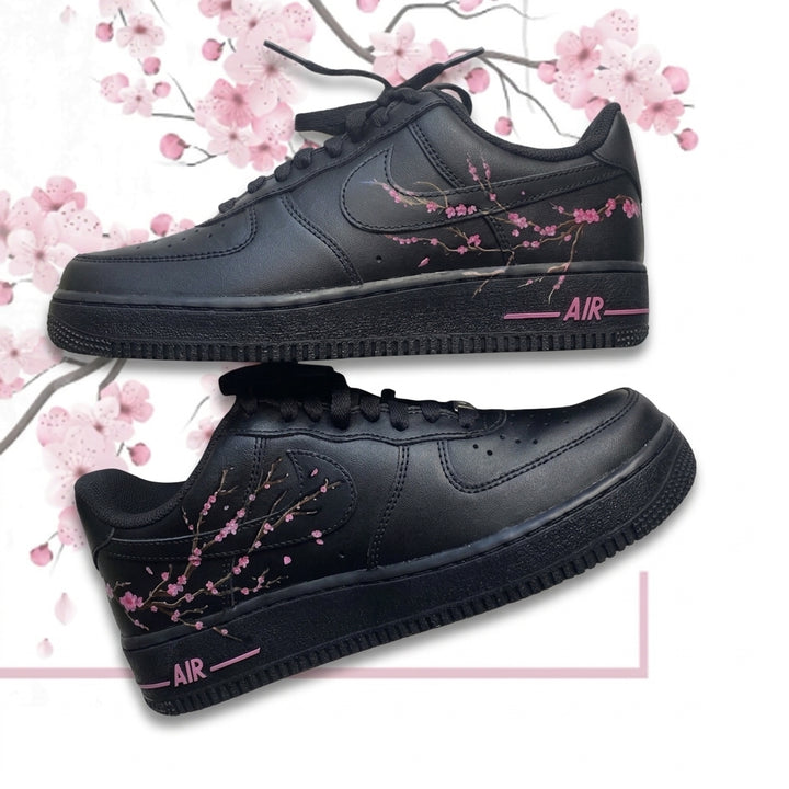 Hand Painted Pink Cherry Blossoms FLower Custom Air Force 1 Sneakers
