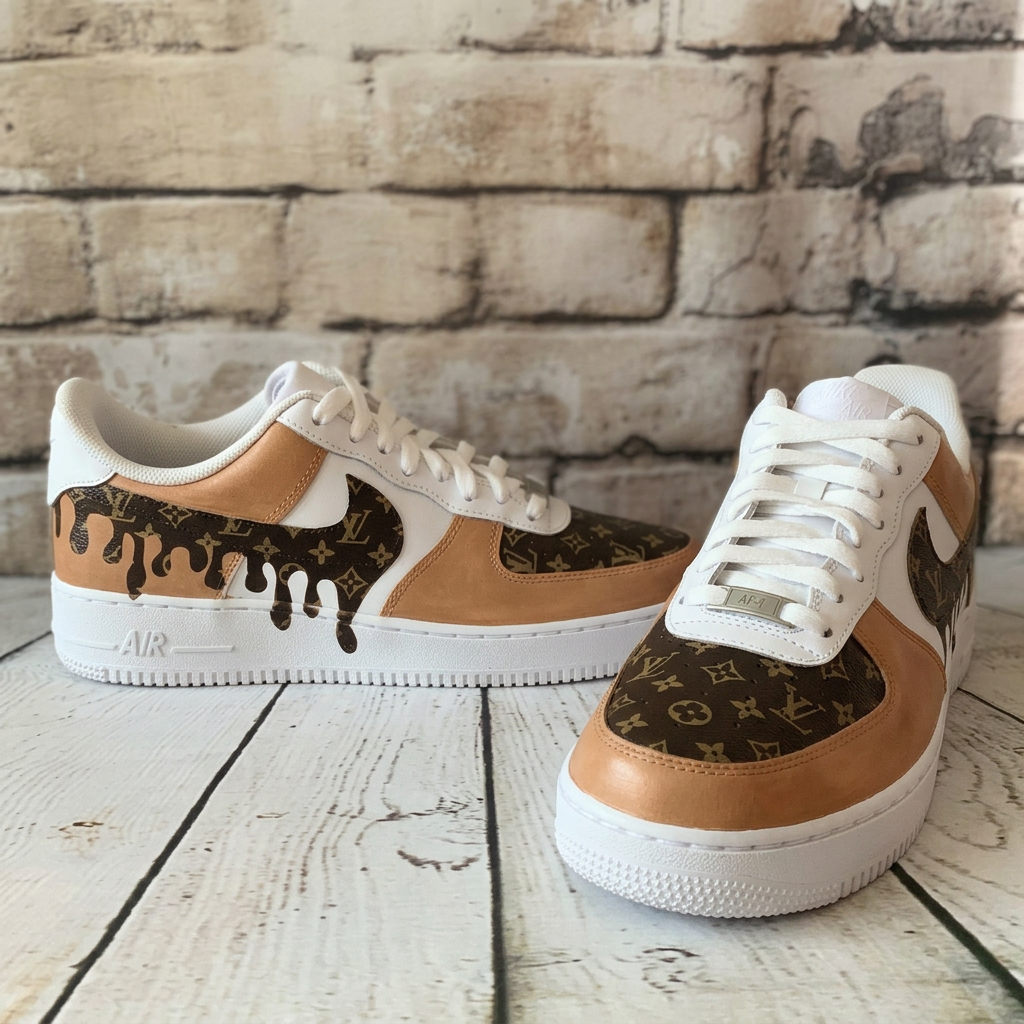 Hand Painted Brown Drip Custom Air Force 1 Sneakers