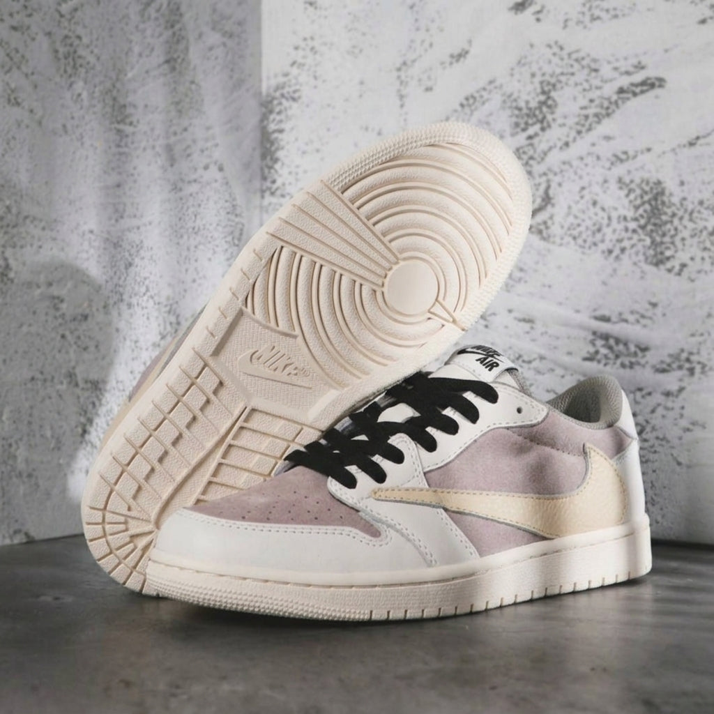 Hand Painted Light Grey Pink Custom Air Jordan 1 Sneakers