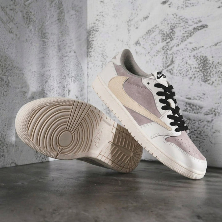 Hand Painted Light Grey Pink Custom Air Jordan 1 Sneakers