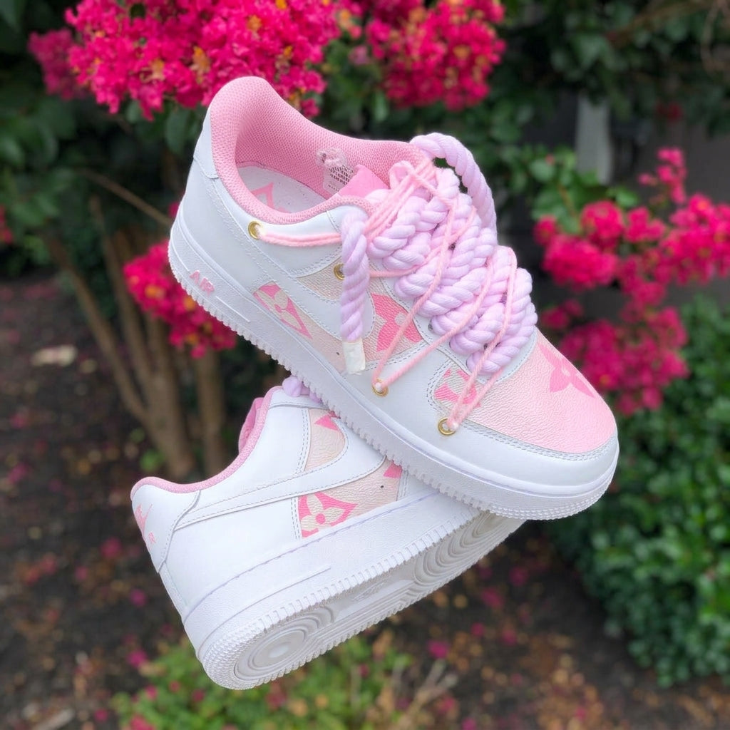 Custom Hand Painted Pink Air Force 1 Sneakers