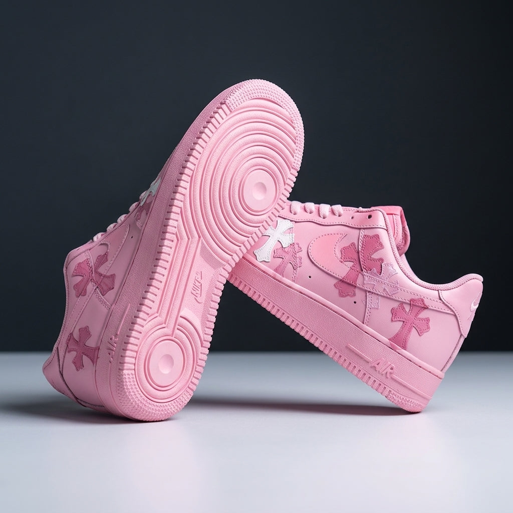 Custom Pink Hand Painted Air Force 1 Sneakers