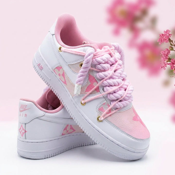 Custom Hand Painted Pink Air Force 1 Sneakers