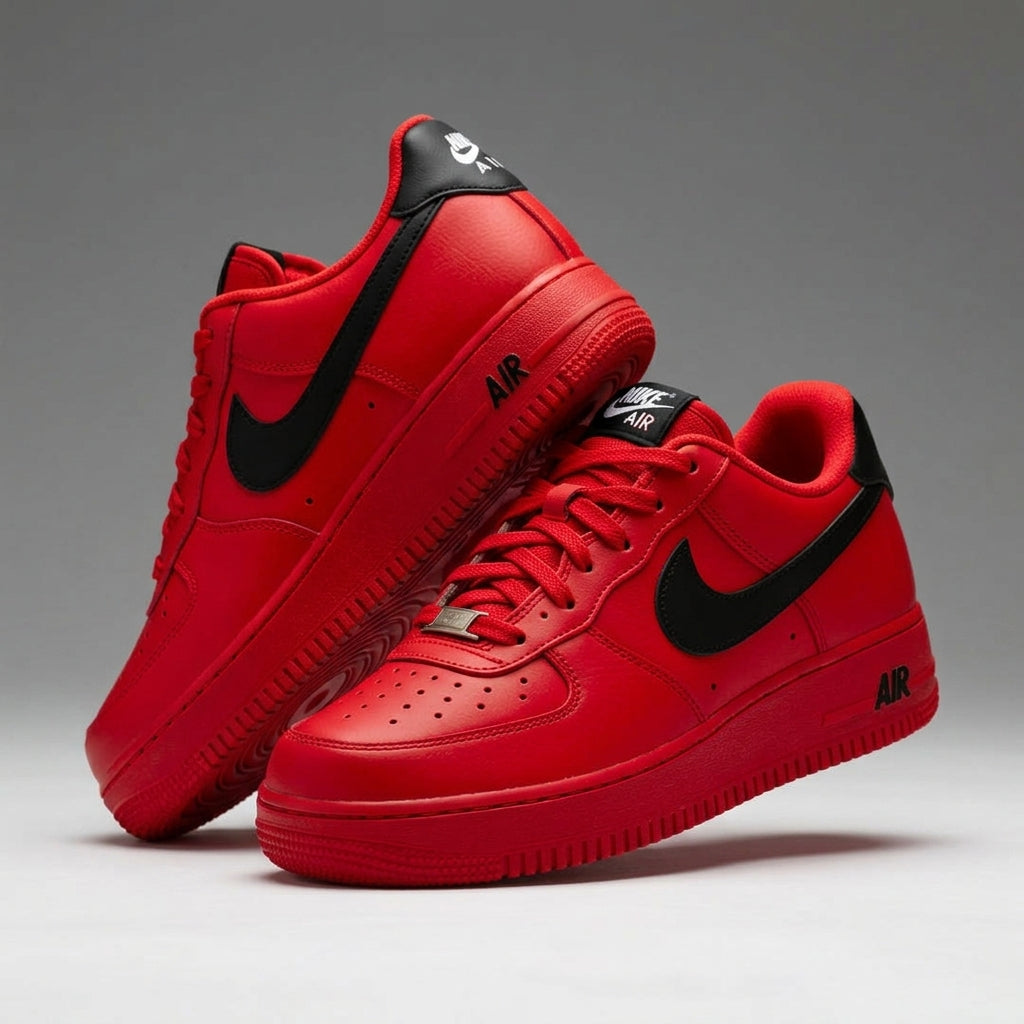 Red Black Hand Painted Tiger Custom Air Force 1 Sneakers