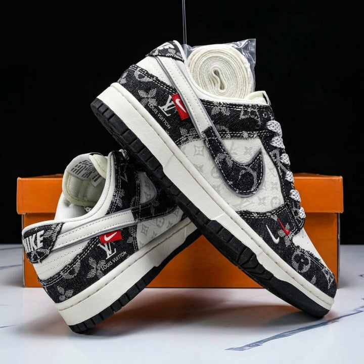 Hand Painted Black & White Custom Denim Sneakers