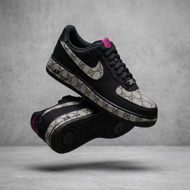 Hand Painted Custom Black Monogram Air Force 1 Sneakers