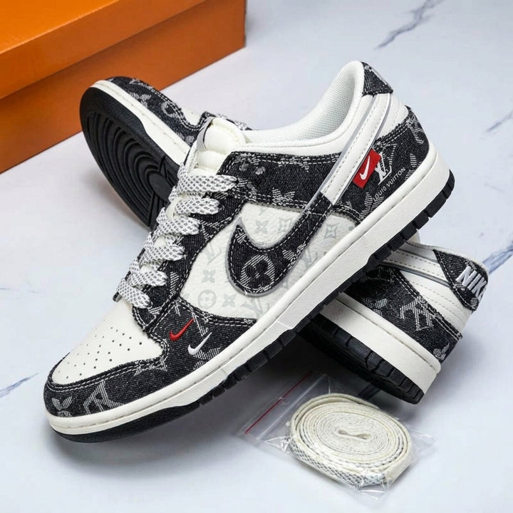 Hand Painted Black & White Custom Denim Sneakers